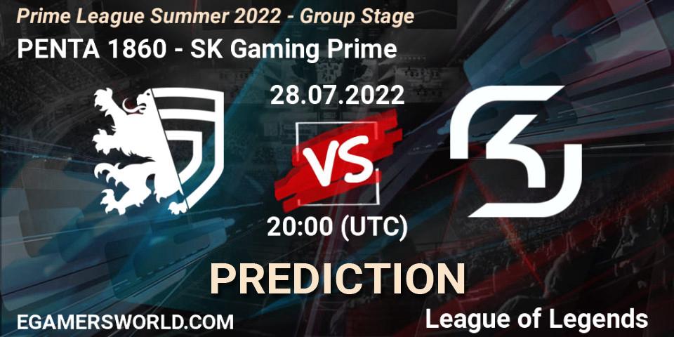 Pronóstico PENTA 1860 - SK Gaming Prime. 28.07.2022 at 20:00, LoL, Prime League Summer 2022 - Group Stage