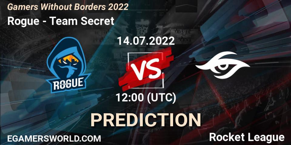 Pronóstico Rogue - Team Secret. 14.07.22, Rocket League, Gamers Without Borders 2022