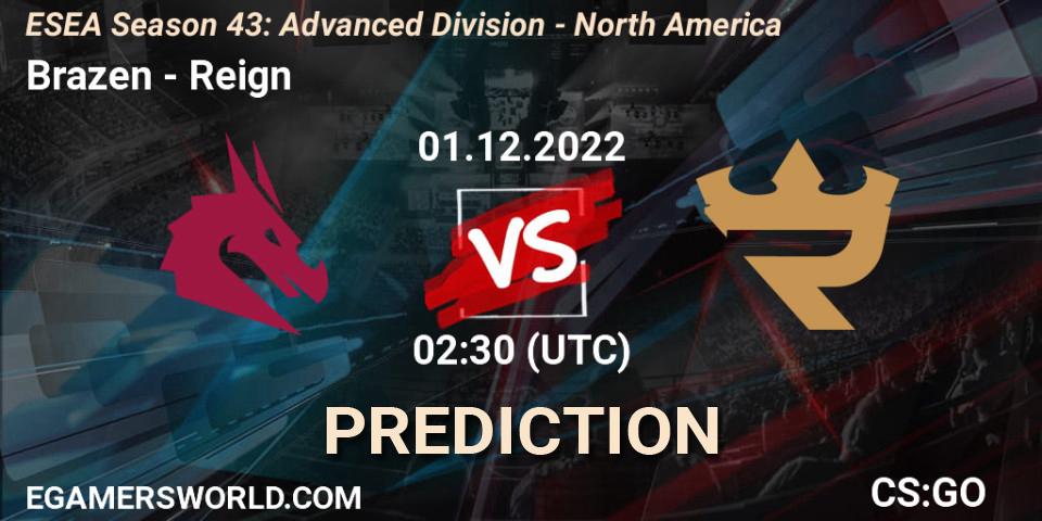 Pronóstico Brazen - Reign. 01.12.22, CS2 (CS:GO), ESEA Season 43: Advanced Division - North America