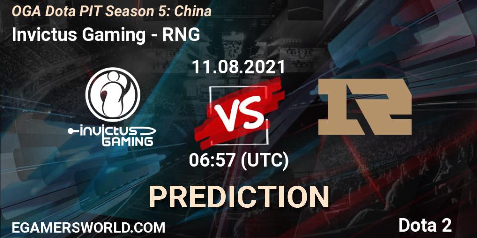 Pronóstico Invictus Gaming - RNG. 11.08.21, Dota 2, OGA Dota PIT Season 5: China