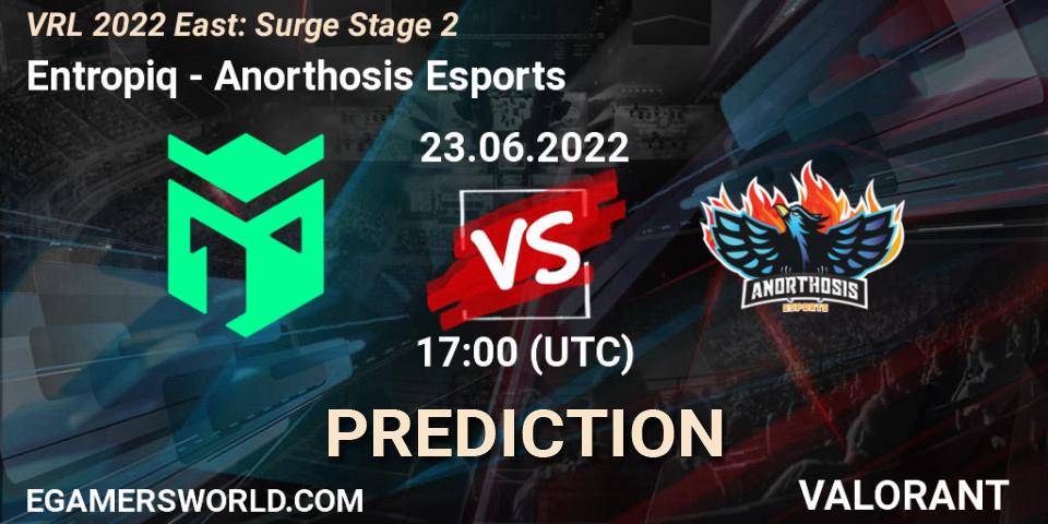 Pronóstico Entropiq - Anorthosis Esports. 23.06.2022 at 17:30, VALORANT, VRL 2022 East: Surge Stage 2