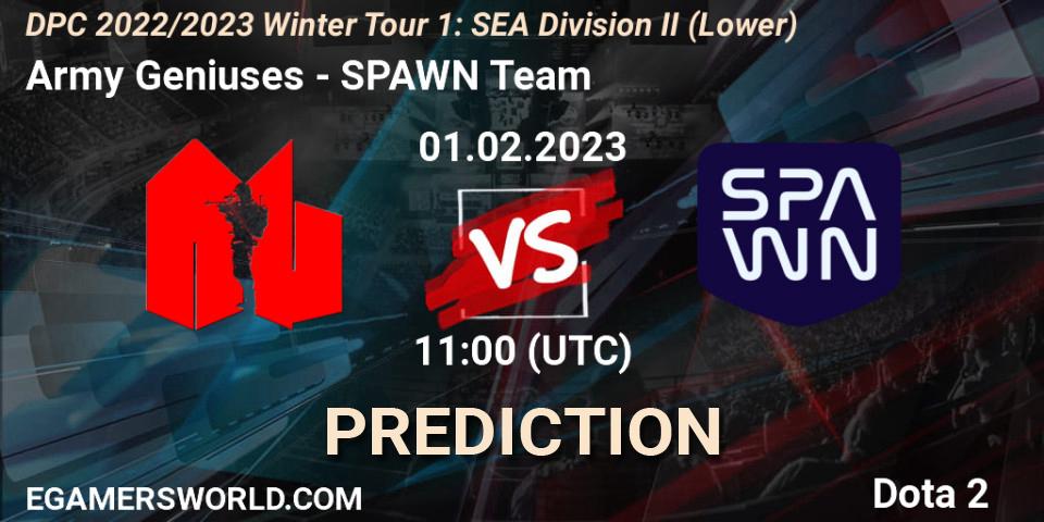 Pronóstico Army Geniuses - SPAWN Team. 01.02.23, Dota 2, DPC 2022/2023 Winter Tour 1: SEA Division II (Lower)