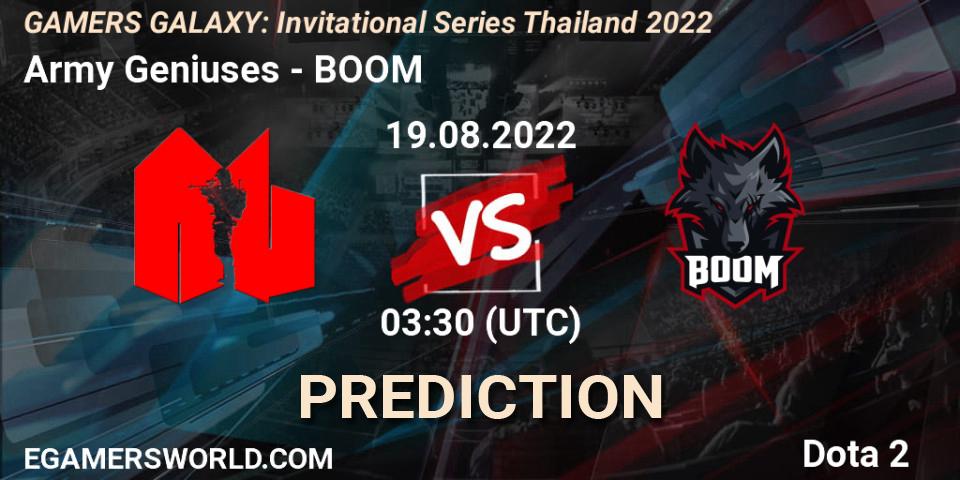 Pronóstico Army Geniuses - BOOM. 19.08.22, Dota 2, GAMERS GALAXY: Invitational Series Thailand 2022