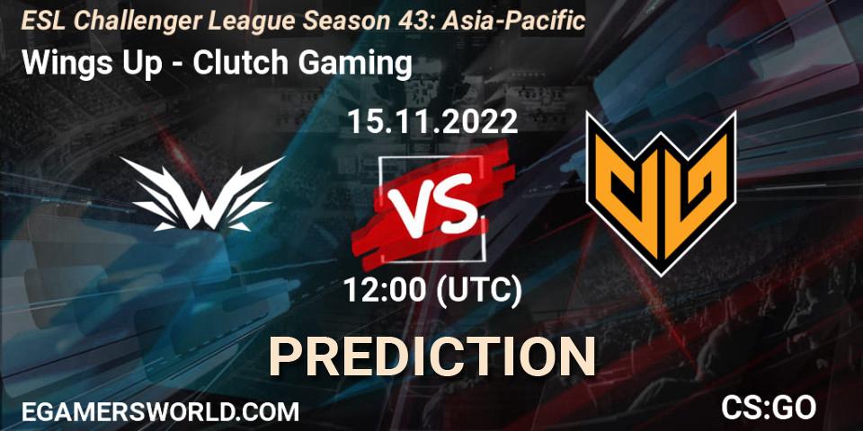 Pronóstico Wings Up - Clutch Gaming. 15.11.2022 at 12:00, Counter-Strike (CS2), ESL Challenger League Season 43: Asia-Pacific