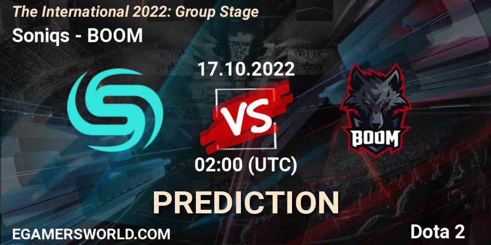 Pronóstico Soniqs - BOOM. 17.10.22, Dota 2, The International 2022: Group Stage
