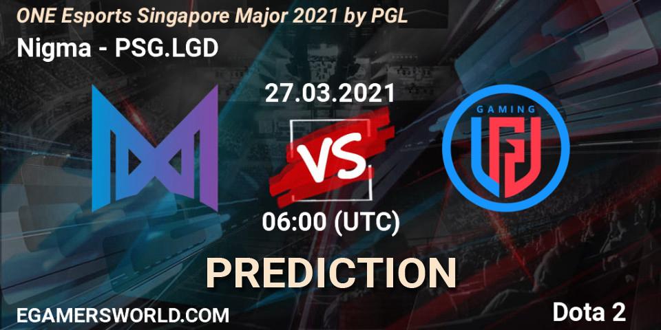 Pronóstico Nigma - PSG.LGD. 27.03.2021 at 06:53, Dota 2, ONE Esports Singapore Major 2021