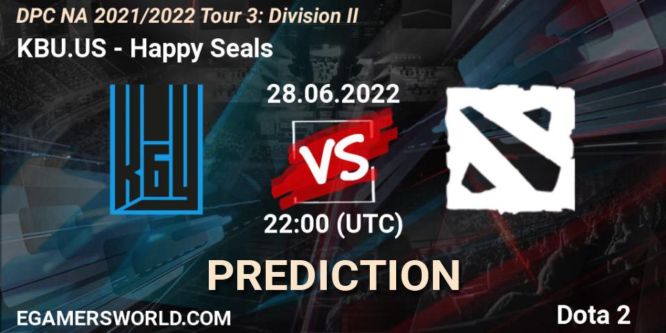 Pronóstico KBU.US - Happy Seals. 28.06.2022 at 22:10, Dota 2, DPC NA 2021/2022 Tour 3: Division II
