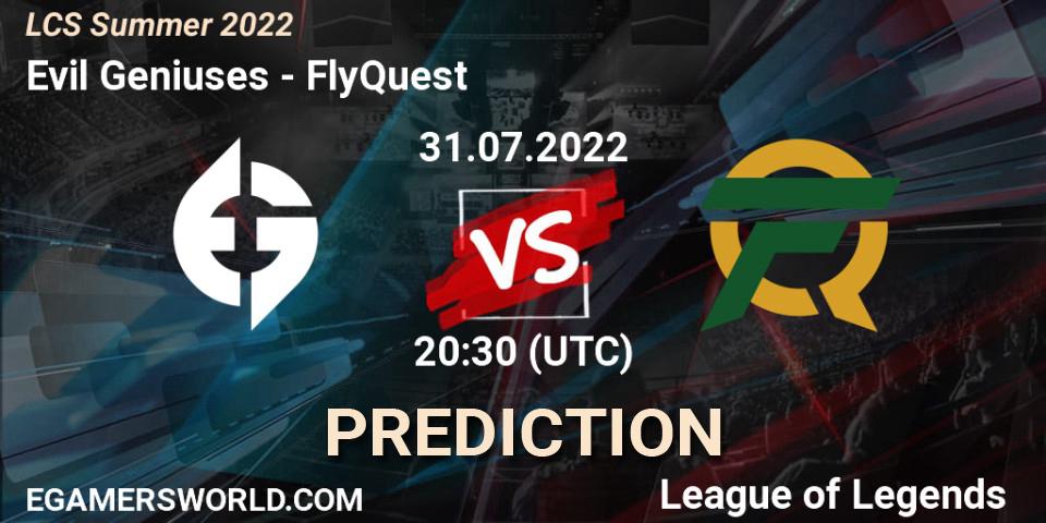 Pronóstico Evil Geniuses - FlyQuest. 31.07.2022 at 20:30, LoL, LCS Summer 2022