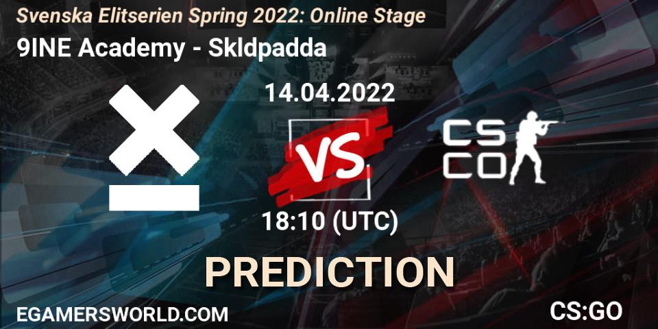 Pronóstico 9INE Academy - Sköldpadda. 14.04.2022 at 18:10, Counter-Strike (CS2), Svenska Elitserien Spring 2022: Online Stage