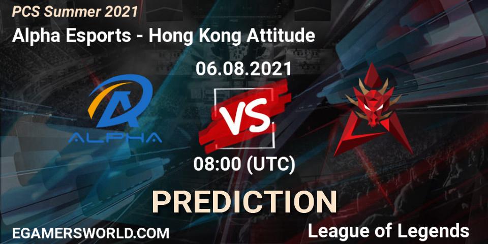 Pronóstico Alpha Esports - Hong Kong Attitude. 06.08.21, LoL, PCS Summer 2021