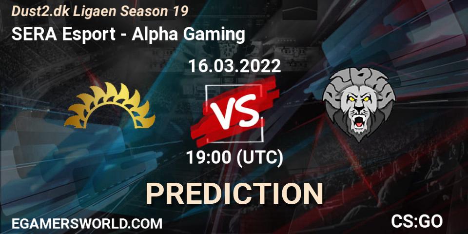 Pronóstico SERA Esport - Alpha Gaming. 16.03.2022 at 19:00, Counter-Strike (CS2), Dust2.dk Ligaen Season 19