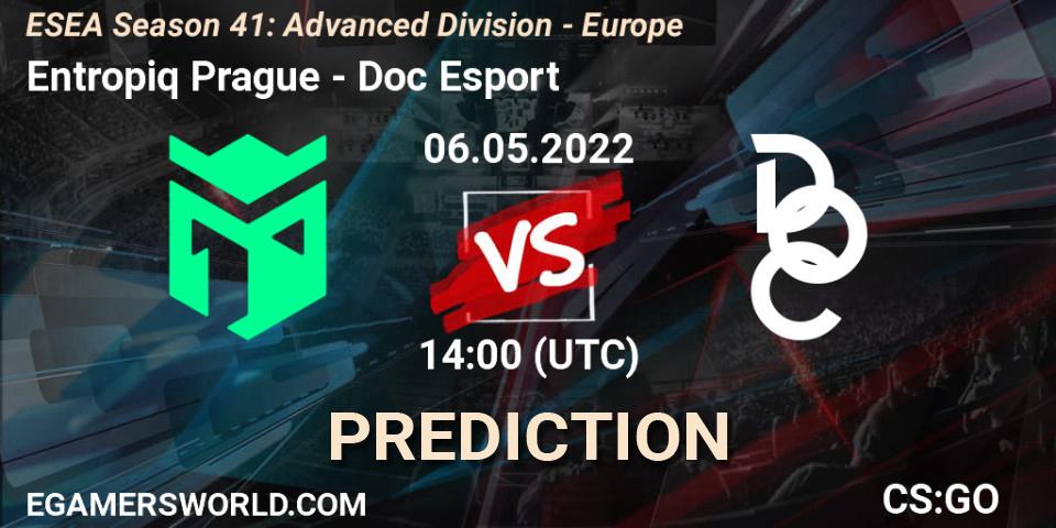 Pronóstico Entropiq Prague - Doc Esport. 06.05.2022 at 14:00, Counter-Strike (CS2), ESEA Season 41: Advanced Division - Europe
