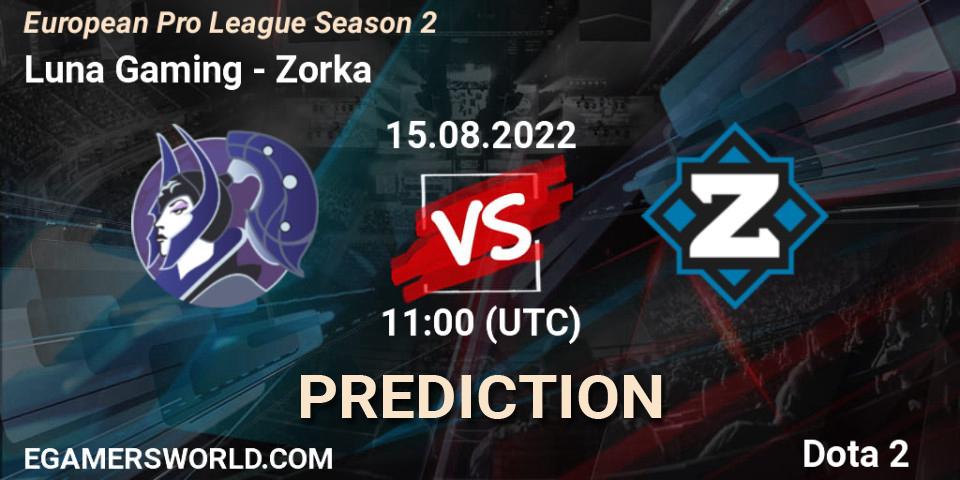 Pronóstico Luna Gaming - Zorka. 15.08.2022 at 11:00, Dota 2, European Pro League Season 2