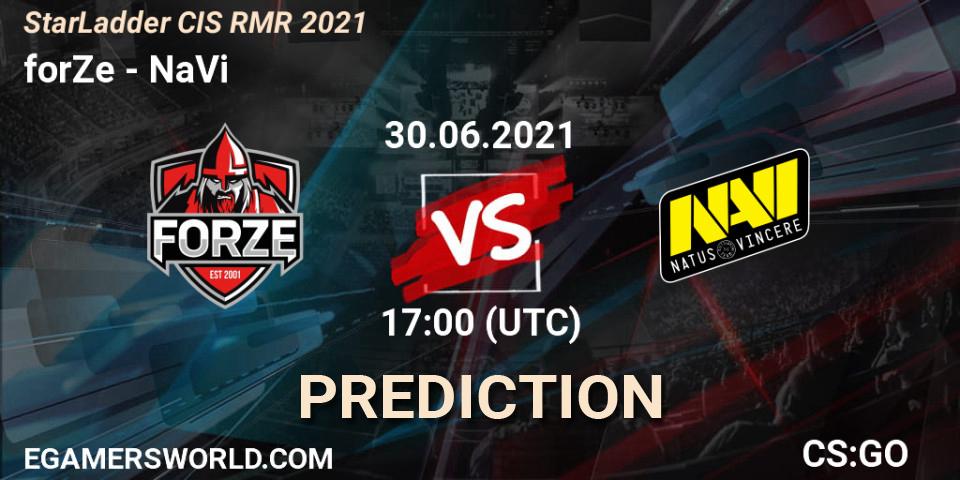 Pronóstico forZe - NaVi. 30.06.2021 at 17:00, Counter-Strike (CS2), StarLadder CIS RMR 2021