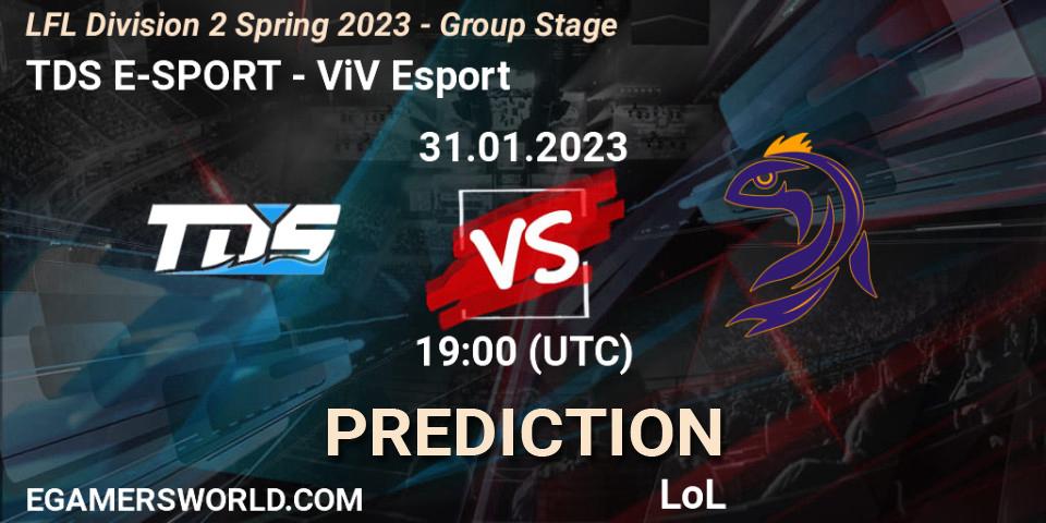 Pronóstico TDS E-SPORT - ViV Esport. 31.01.23, LoL, LFL Division 2 Spring 2023 - Group Stage