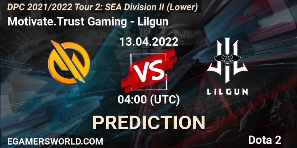 Pronóstico Motivate.Trust Gaming - Lilgun. 13.04.2022 at 04:01, Dota 2, DPC 2021/2022 Tour 2: SEA Division II (Lower)