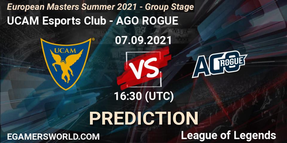 Pronóstico UCAM Esports Club - AGO ROGUE. 07.09.2021 at 16:30, LoL, European Masters Summer 2021 - Group Stage