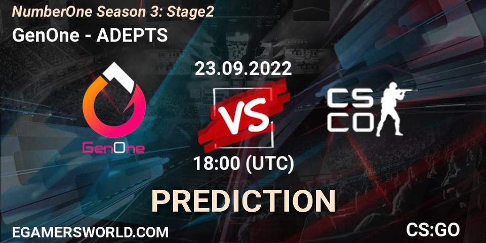 Pronóstico GenOne - ADEPTS. 23.09.2022 at 18:00, Counter-Strike (CS2), NumberOne Season 3: Stage 2