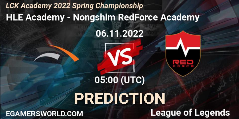 Pronóstico HLE Academy - Nongshim RedForce Academy. 06.11.2022 at 05:00, LoL, LCK Academy 2022 Spring Championship