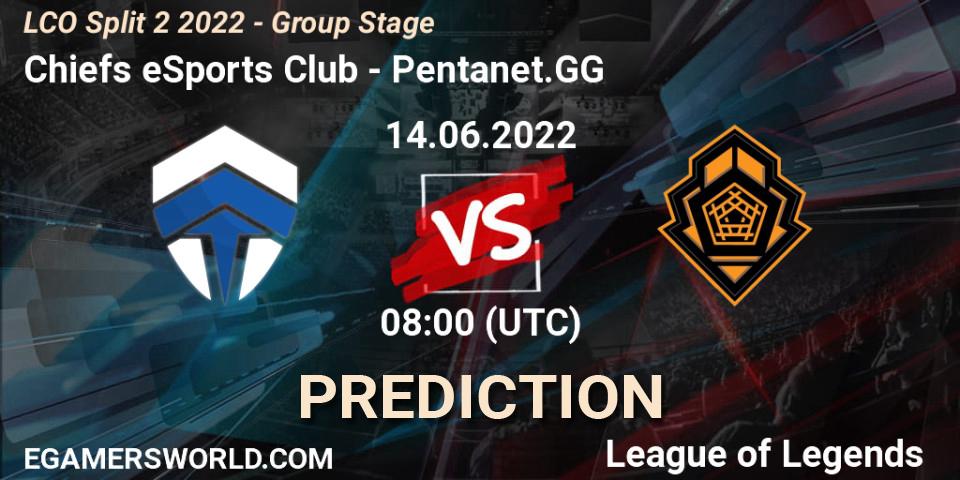 Pronóstico Chiefs eSports Club - Pentanet.GG. 14.06.2022 at 08:00, LoL, LCO Split 2 2022 - Group Stage