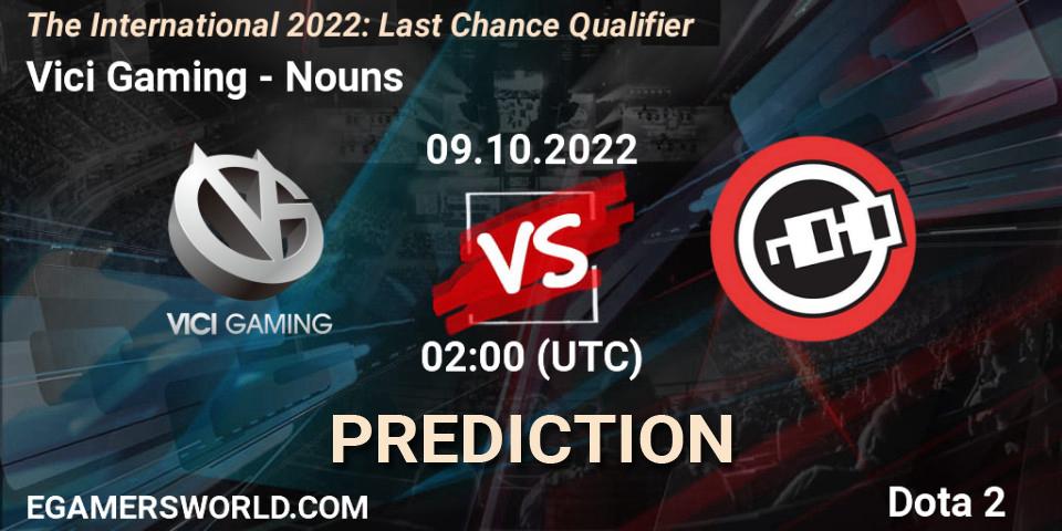 Pronóstico Vici Gaming - Nouns. 09.10.2022 at 02:00, Dota 2, The International 2022: Last Chance Qualifier