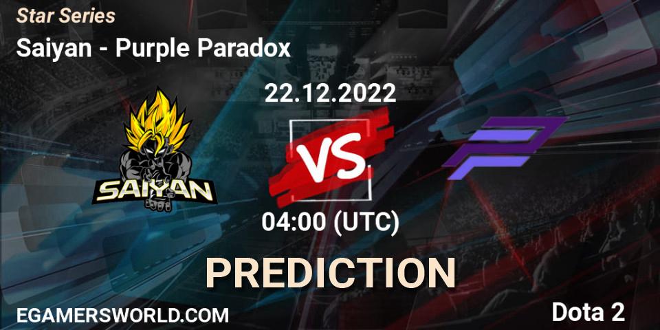 Pronóstico Saiyan - Purple Paradox. 22.12.2022 at 04:00, Dota 2, Star Series