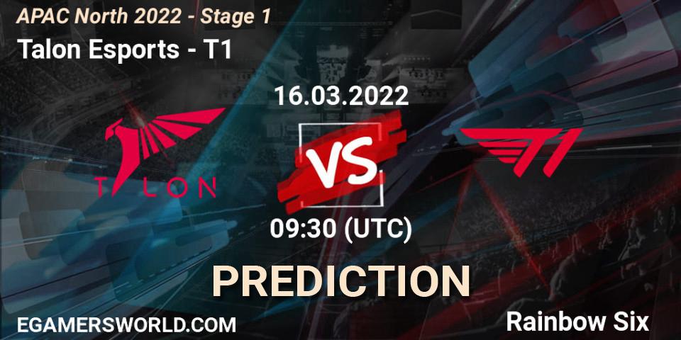 Pronóstico Talon Esports - T1. 16.03.2022 at 09:30, Rainbow Six, APAC North 2022 - Stage 1