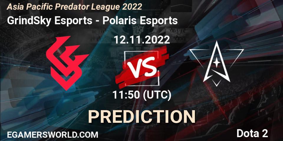 Pronóstico GrindSky Esports - Polaris Esports. 12.11.2022 at 12:08, Dota 2, Asia Pacific Predator League 2022