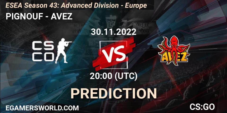 Pronóstico PIGNOUF - AVEZ. 30.11.22, CS2 (CS:GO), ESEA Season 43: Advanced Division - Europe