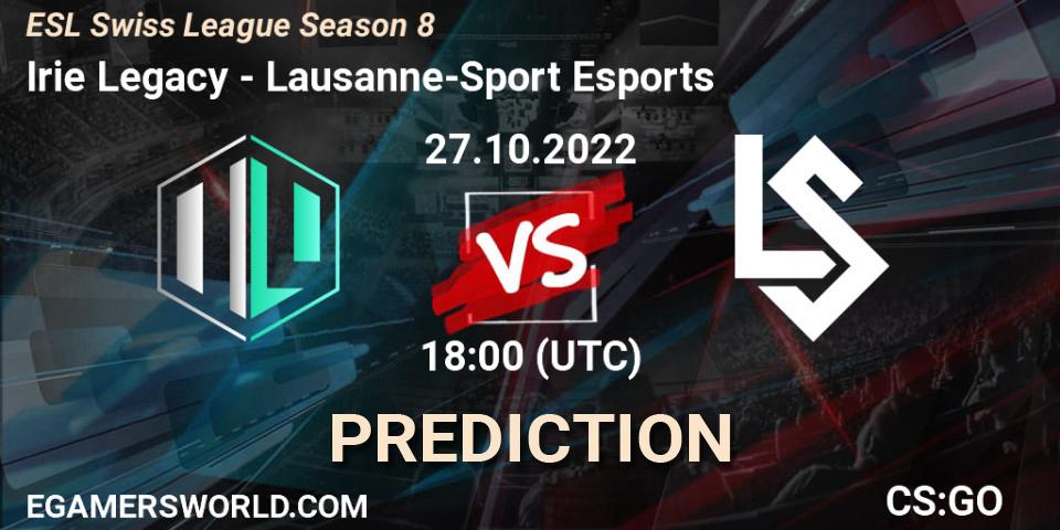 Pronóstico Irie Legacy - Lausanne-Sport Esports. 27.10.2022 at 18:00, Counter-Strike (CS2), ESL Swiss League Season 8