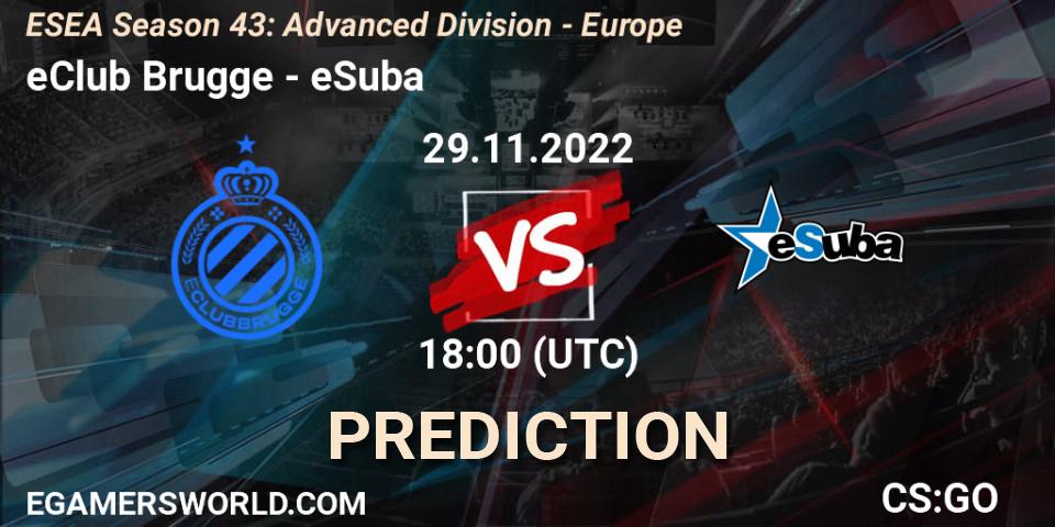 Pronóstico eClub Brugge - eSuba. 29.11.22, CS2 (CS:GO), ESEA Season 43: Advanced Division - Europe