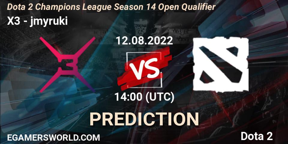Pronóstico X3 - jmyruki. 12.08.2022 at 13:00, Dota 2, Dota 2 Champions League Season 14 Open Qualifier