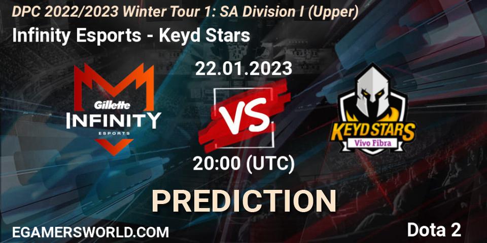 Pronóstico Infinity Esports - Keyd Stars. 22.01.2023 at 20:43, Dota 2, DPC 2022/2023 Winter Tour 1: SA Division I (Upper) 