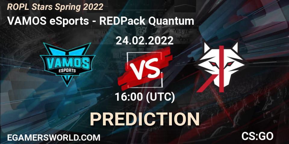 Pronóstico VAMOS eSports - REDPack Quantum. 24.02.2022 at 19:00, Counter-Strike (CS2), ROPL Stars Spring 2022