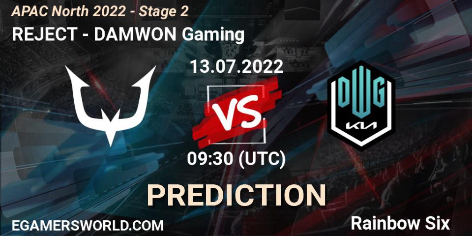 Pronóstico REJECT - DAMWON Gaming. 13.07.2022 at 09:30, Rainbow Six, APAC North 2022 - Stage 2