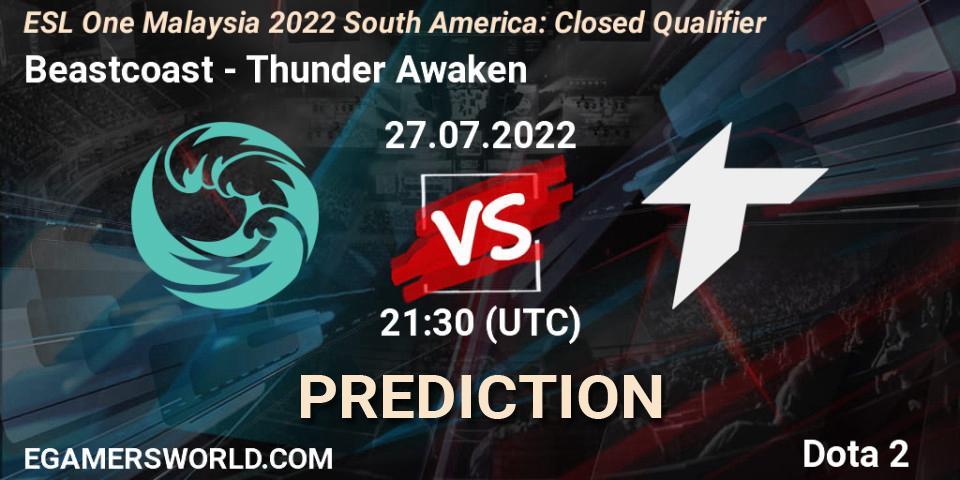 Pronóstico Beastcoast - Thunder Awaken. 27.07.22, Dota 2, ESL One Malaysia 2022 South America: Closed Qualifier