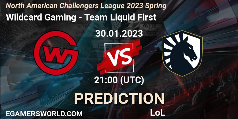 Pronóstico Wildcard Gaming - Team Liquid First. 30.01.23, LoL, NACL 2023 Spring - Group Stage