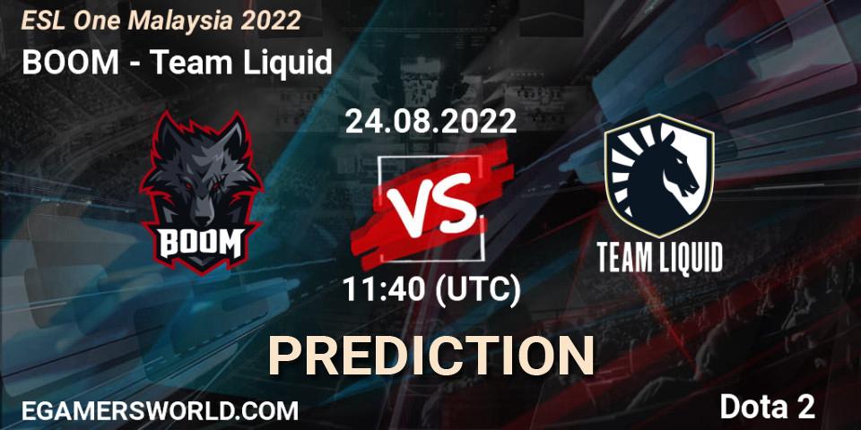 Pronóstico BOOM - Team Liquid. 24.08.22, Dota 2, ESL One Malaysia 2022