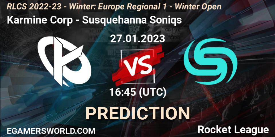 Pronóstico Karmine Corp - Susquehanna Soniqs. 27.01.2023 at 16:45, Rocket League, RLCS 2022-23 - Winter: Europe Regional 1 - Winter Open