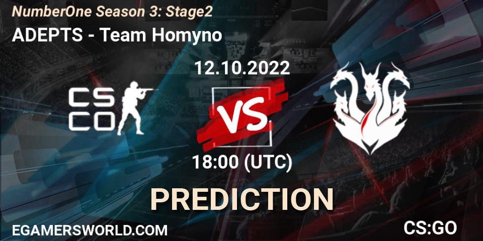 Pronóstico ADEPTS - Team Homyno. 12.10.2022 at 18:00, Counter-Strike (CS2), NumberOne Season 3: Stage 2