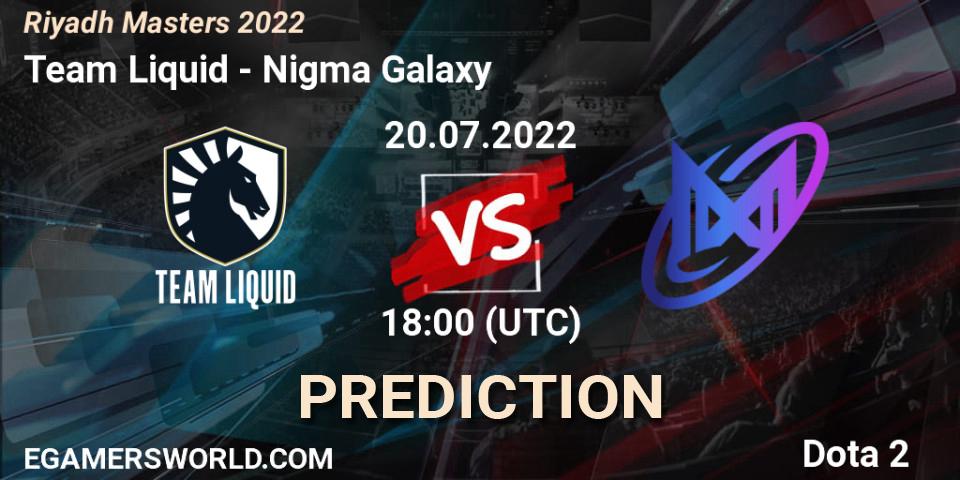 Pronóstico Team Liquid - Nigma Galaxy. 20.07.2022 at 18:00, Dota 2, Riyadh Masters 2022