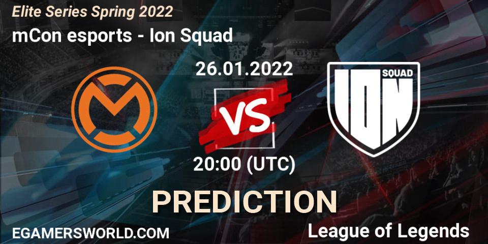 Pronóstico mCon esports - Ion Squad. 26.01.2022 at 20:00, LoL, Elite Series Spring 2022
