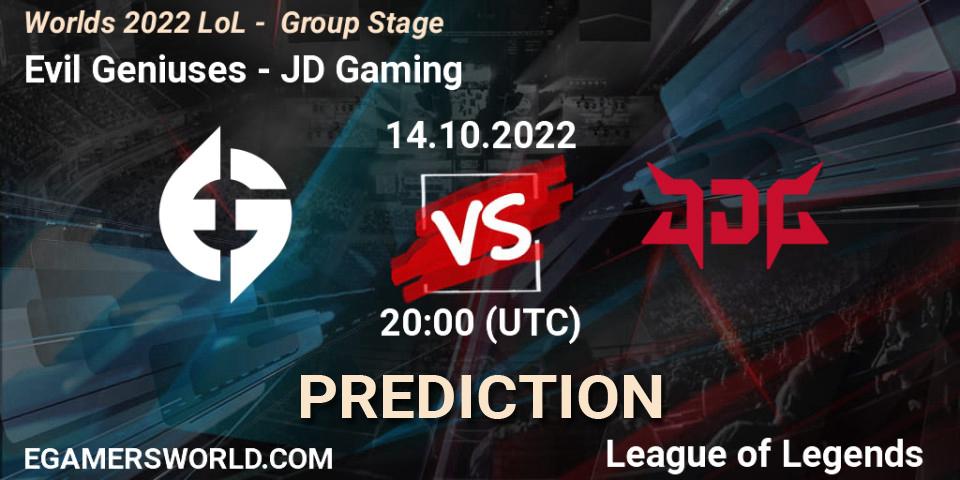 Pronóstico Evil Geniuses - JD Gaming. 14.10.2022 at 20:00, LoL, Worlds 2022 LoL - Group Stage