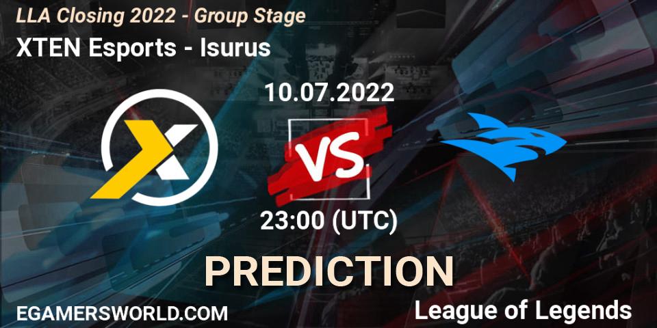 Pronóstico XTEN Esports - Isurus. 10.07.2022 at 23:00, LoL, LLA Closing 2022 - Group Stage