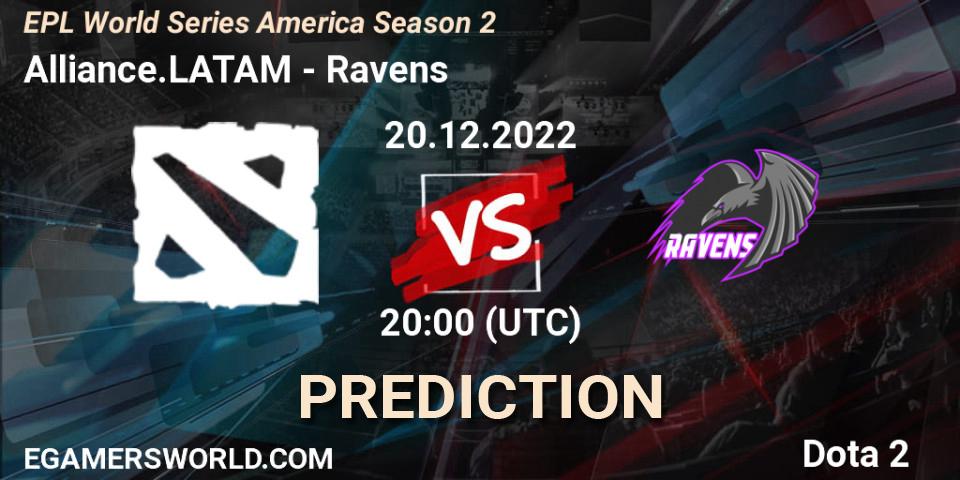 Pronóstico Alliance.LATAM - Ravens. 21.12.2022 at 20:13, Dota 2, EPL World Series America Season 2