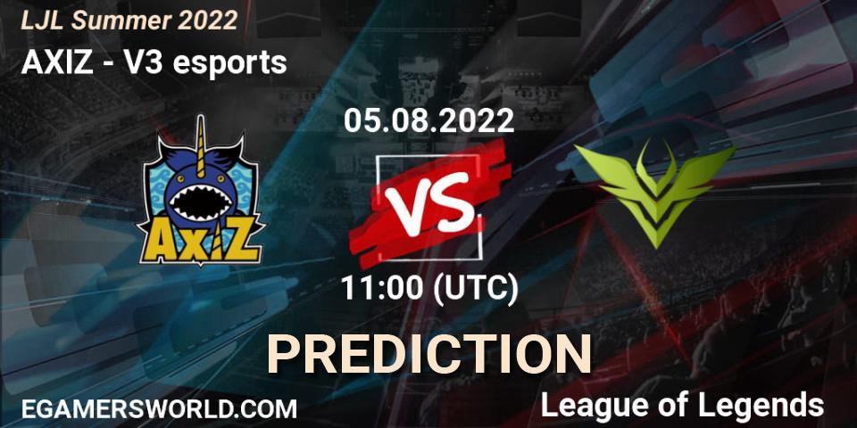 Pronóstico AXIZ - V3 esports. 05.08.2022 at 11:00, LoL, LJL Summer 2022