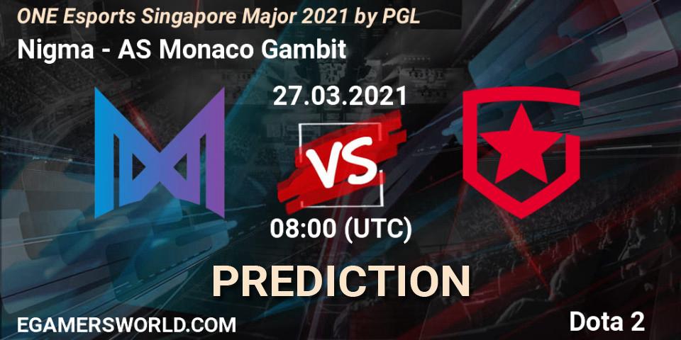 Pronóstico Nigma - AS Monaco Gambit. 27.03.2021 at 09:10, Dota 2, ONE Esports Singapore Major 2021
