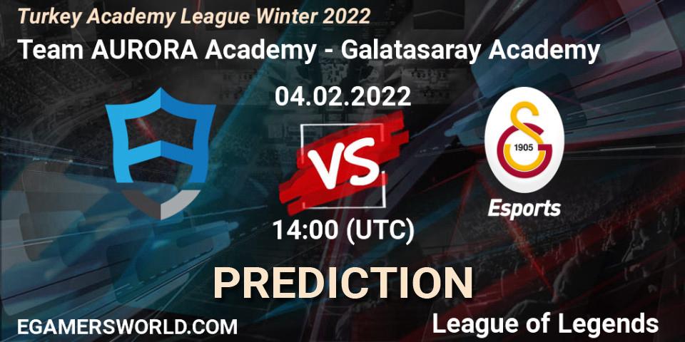 Pronóstico Team AURORA Academy - Galatasaray Academy. 04.02.2022 at 14:00, LoL, Turkey Academy League Winter 2022
