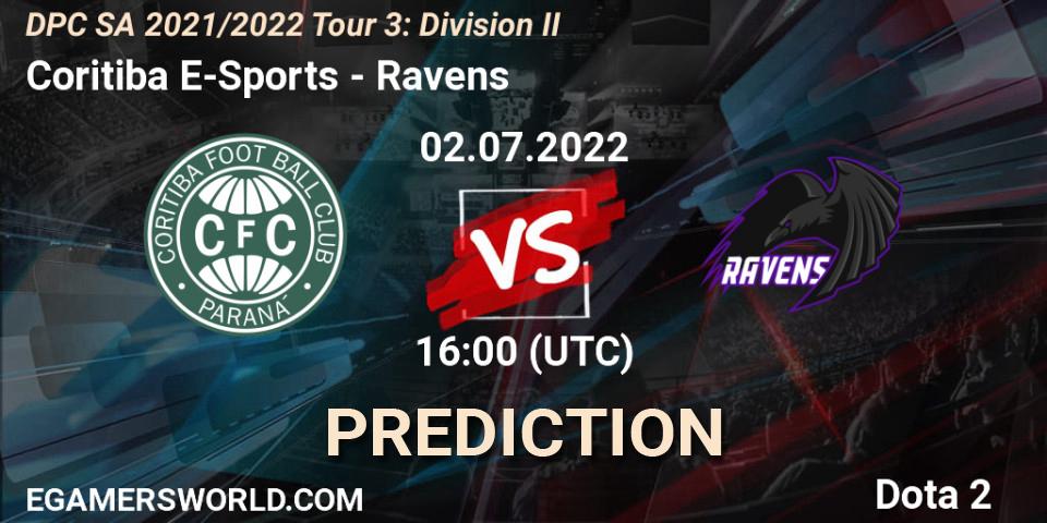 Pronóstico Coritiba E-Sports - Ravens. 02.07.2022 at 16:02, Dota 2, DPC SA 2021/2022 Tour 3: Division II