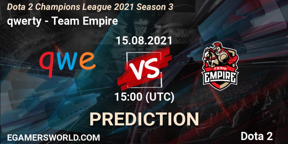 Pronóstico qwerty - Team Empire. 15.08.2021 at 15:00, Dota 2, Dota 2 Champions League 2021 Season 3